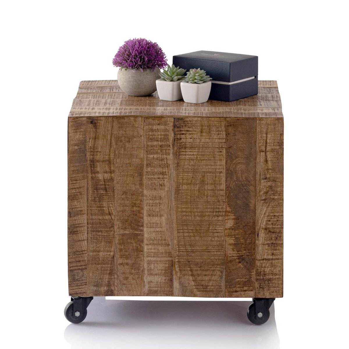 Coffee table square 45 x 45 x 45 cm side table flower table sustainable mango reclaimed wood