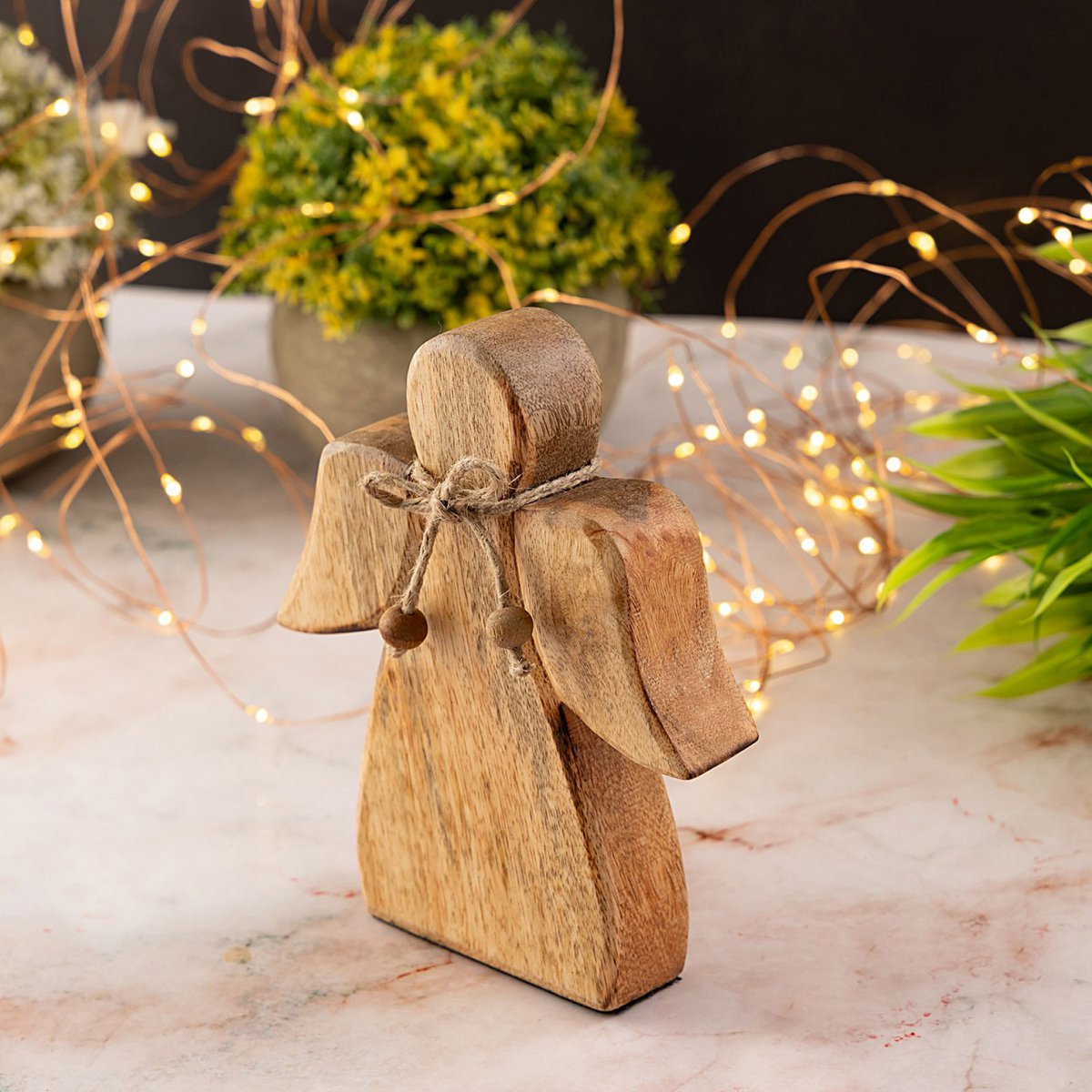 Decorative Angel Wooden Figure 15x13cm Masterbox 36 Pieces Lucky Angel Christmas Decoration Mango Wood