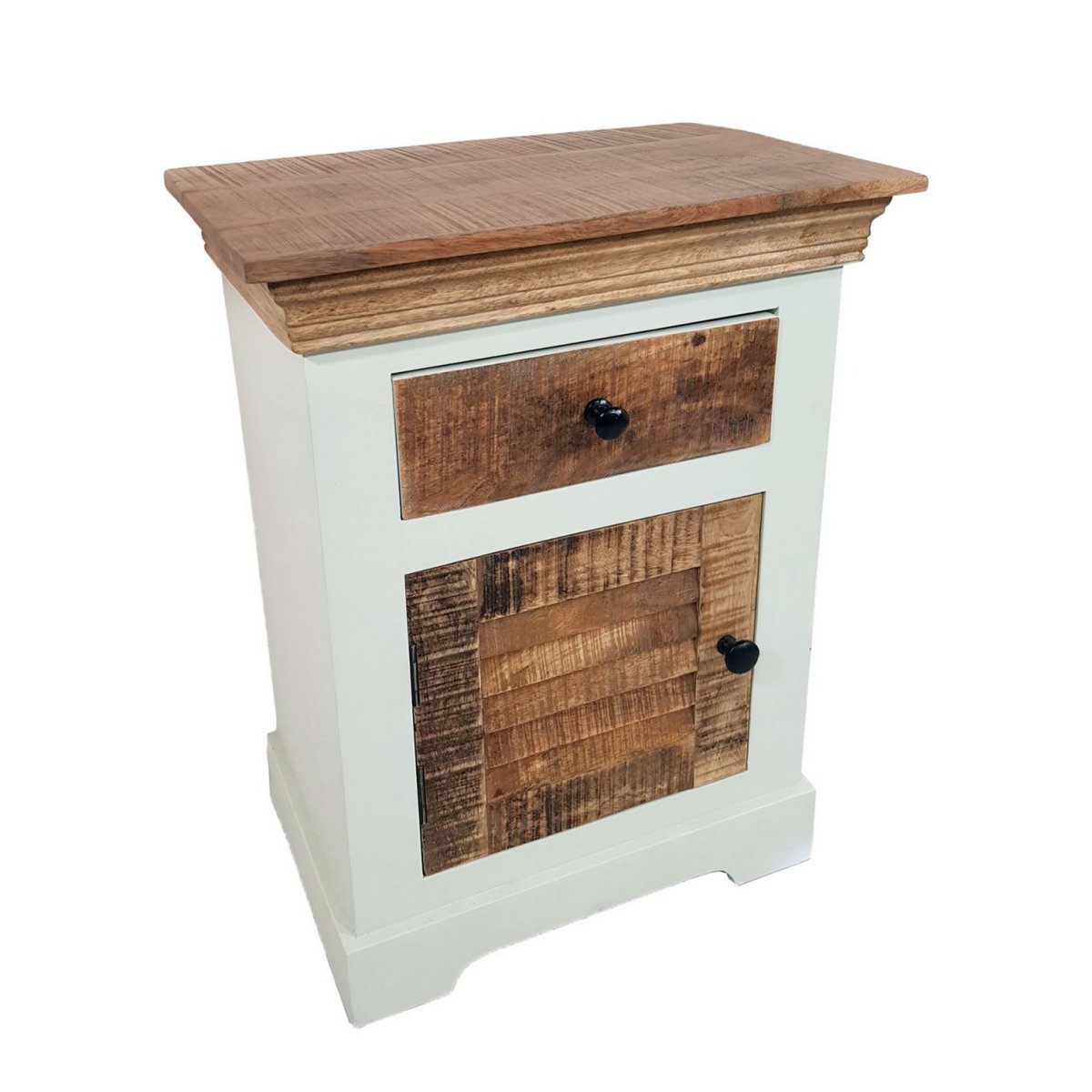 Nightstand bedside table W 45 H 60 cm night dresser Ibiza solid mango wood solid white natural