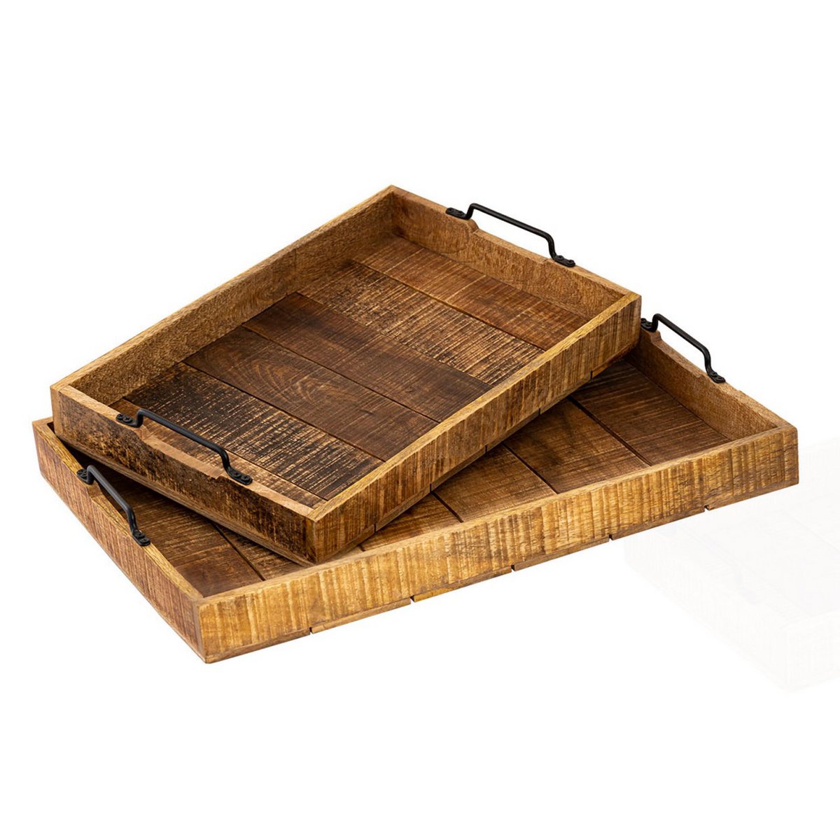 Wooden tray set 2 pieces 46x31cm serving tray tray wooden serving tray decorative tray made of mangohol