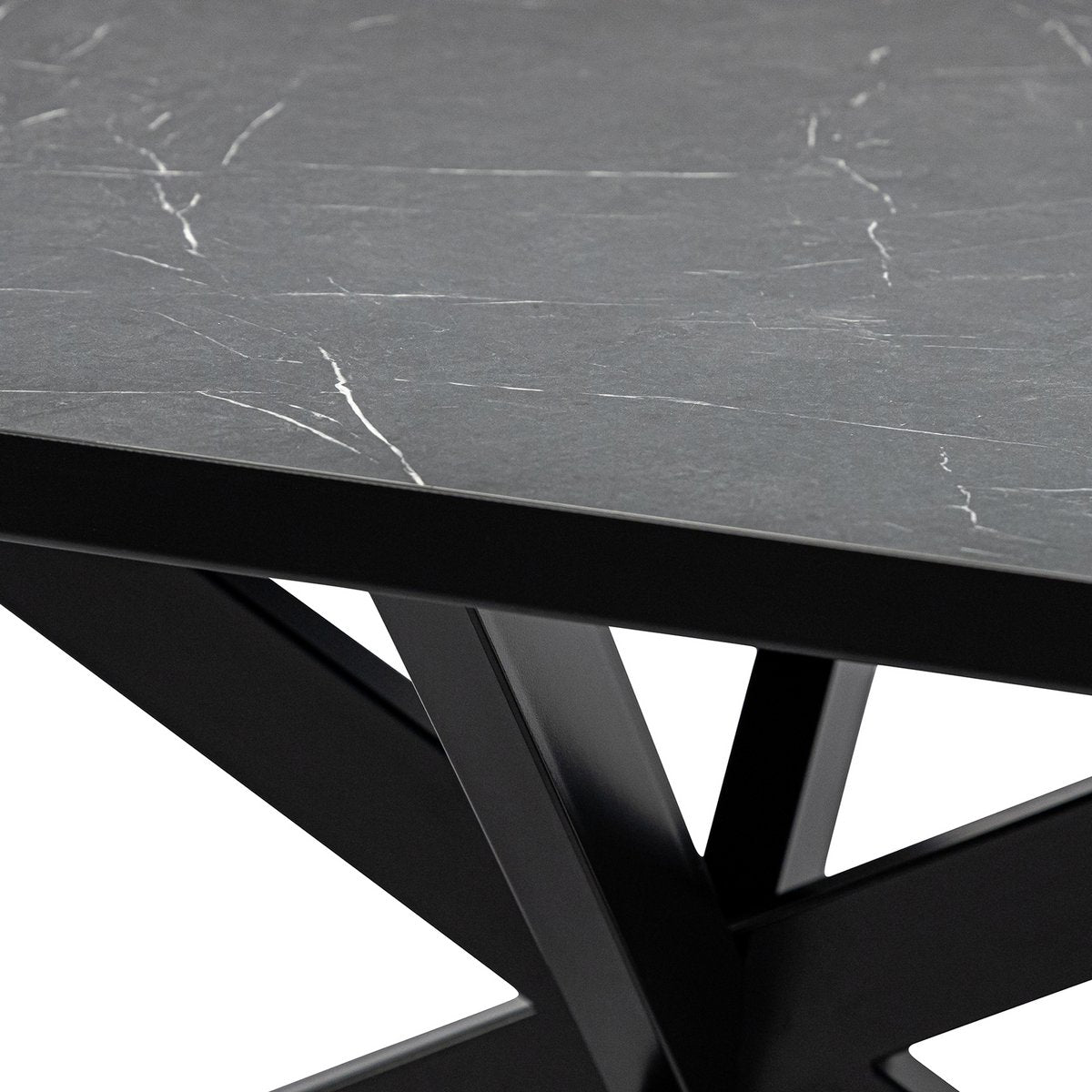 Stalux Dining table 'Gijs' 200 x 100cm, color black / black marble