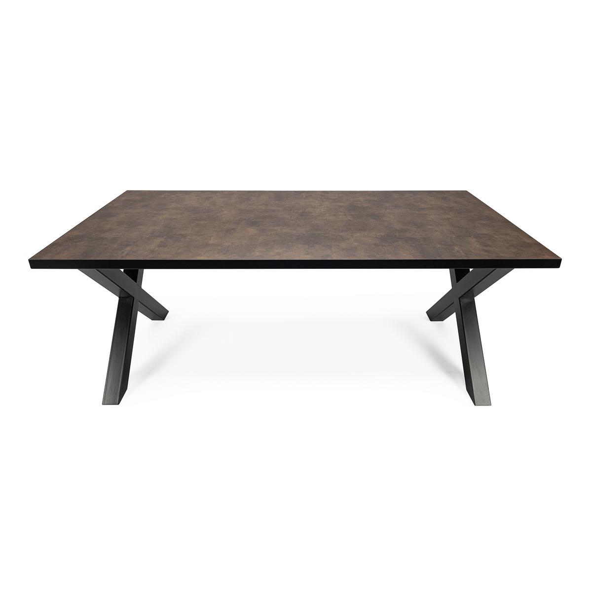 Stalux Dining table 'Rose' 200 x 100cm, color black / brown leather look