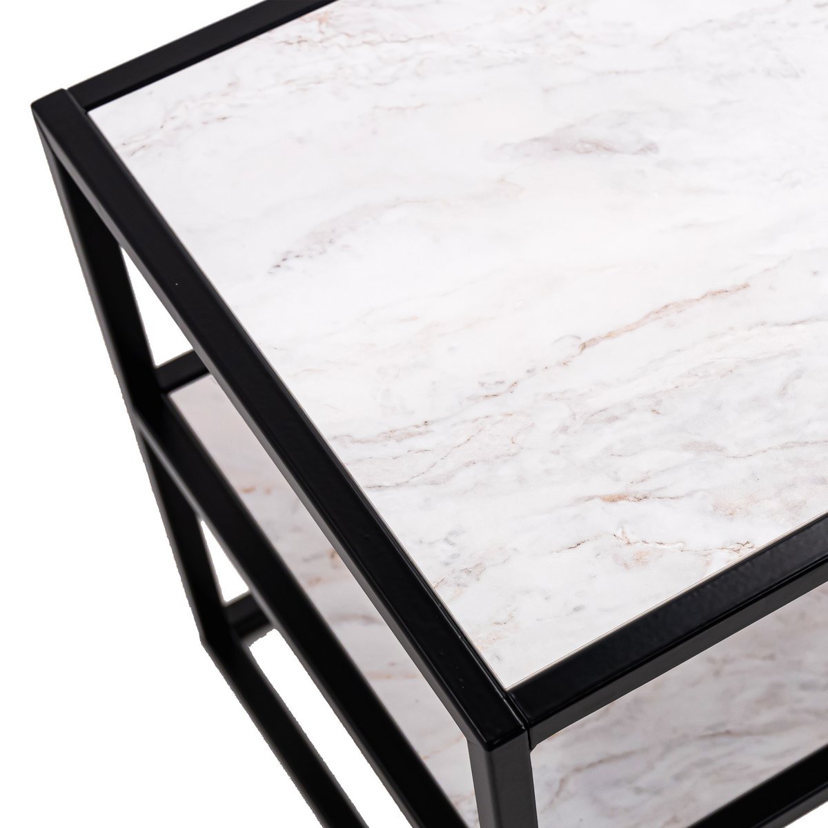 Stalux TV cabinet 'Luuk' 150cm, color black / white marble