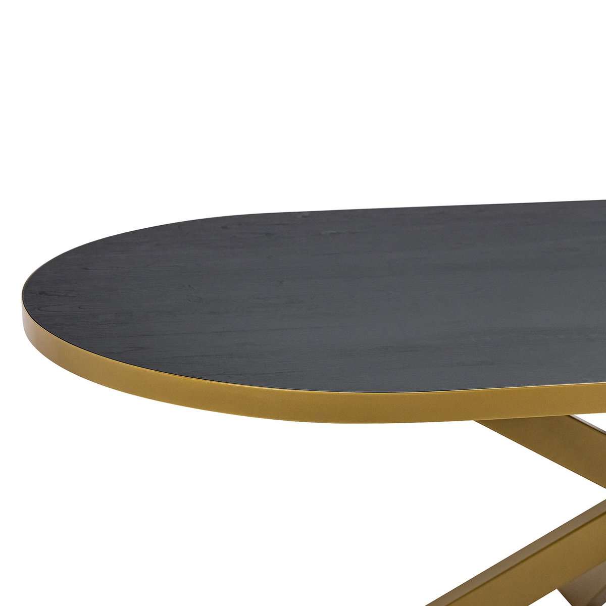 Stalux Flat oval dining table 'Noud' 210 x 100, color gold / black oak