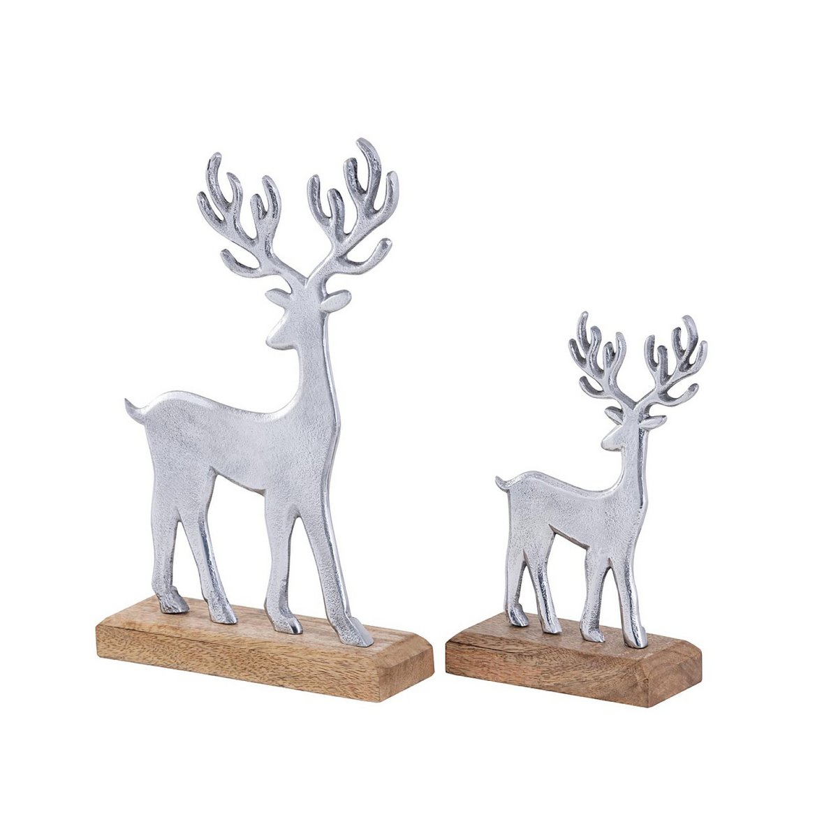 Decorative figure set of 2 deer stand 14/20x22/32cm Masterbox 8-piece aluminum