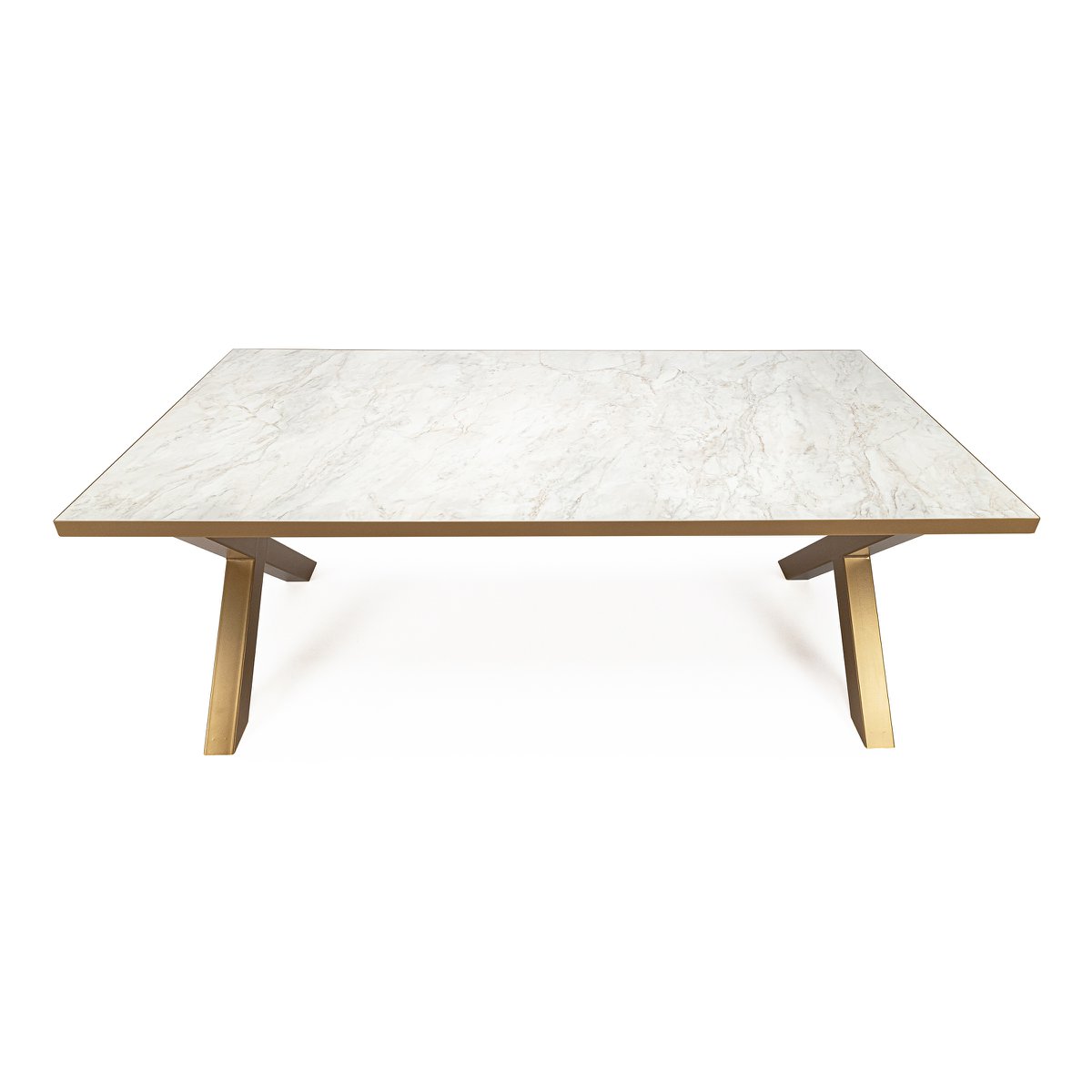 Stalux Dining table 'Rose' 180 x 100cm, color gold / white marble