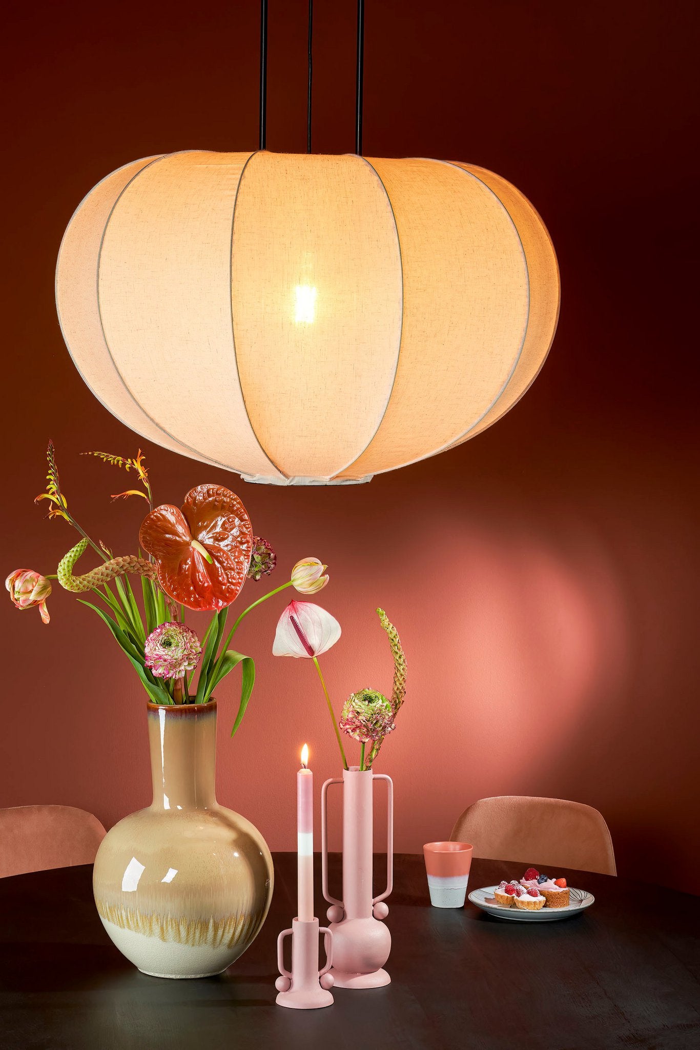 Dip-dye Dinner Candle - Set of 2 - H25 cm - Pink