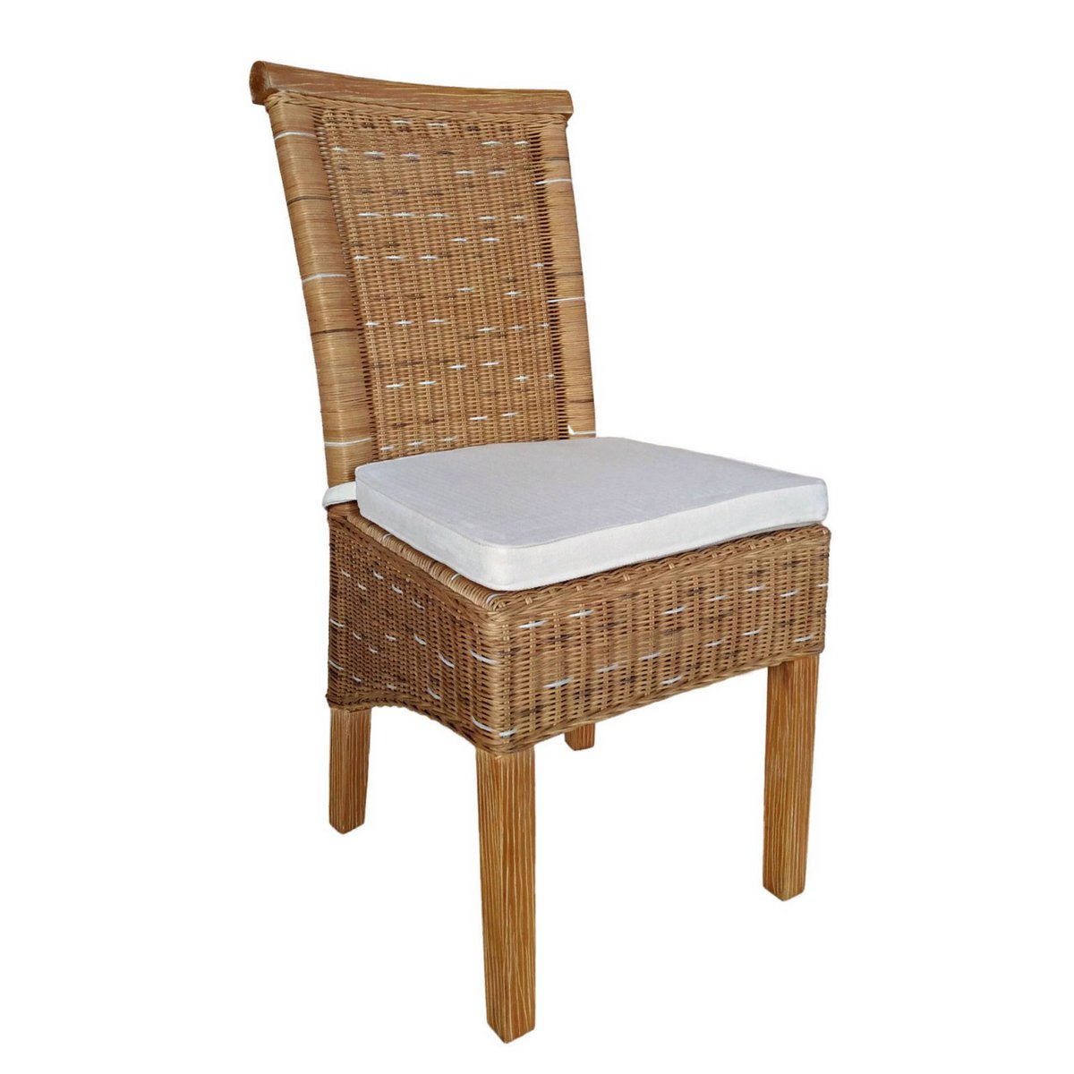 Dining room chair rattan chair winter garden chairs natural brown Perth seat cushion linen white