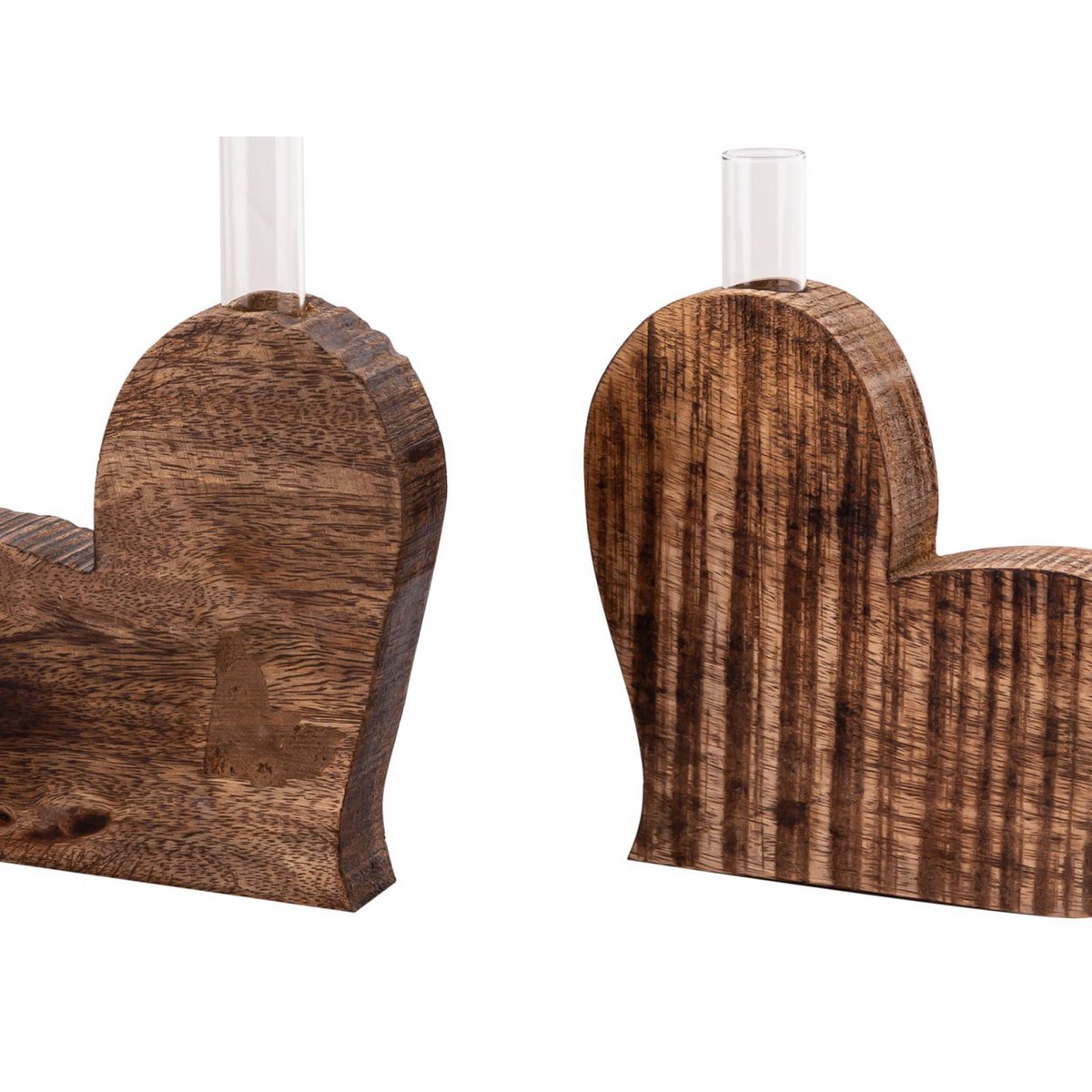 Table decoration hearts 3-piece flower vase wedding gift wedding decoration solid mango wood
