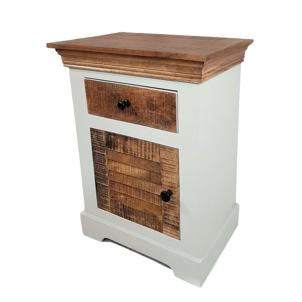 Nightstand bedside table W 45 H 60 cm night dresser Ibiza solid mango wood solid white natural