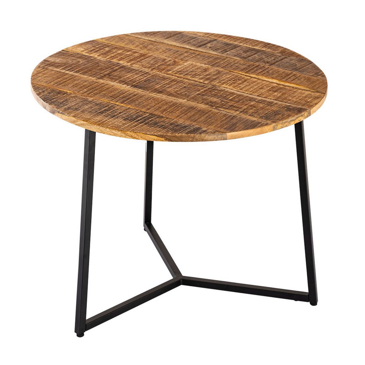 Coffee table round solid wood ø 56cm living room table side table La Palma metal frame black