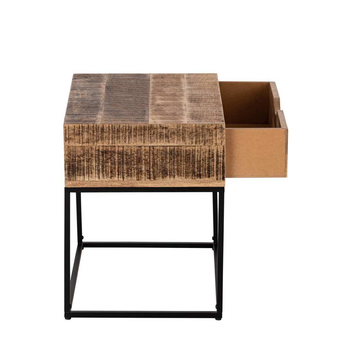 Nightstand wooden nightstand 45x45x35cm night console Maya side table metal frame