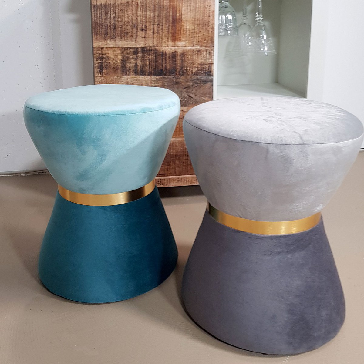 Stool tailored 2nd choice Ø 32 H 42 cm velvet stool velvet pouf velor stool up to 150 kg bel
