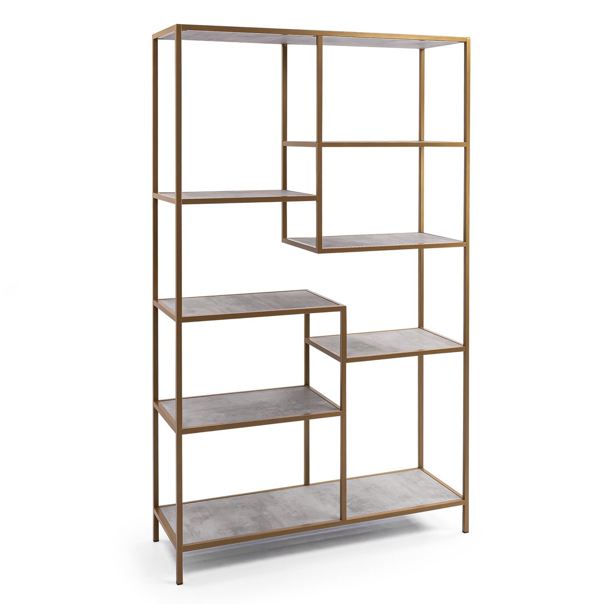 Stalux Shelving unit 'Guus' 120 x 200cm, color gold / concrete