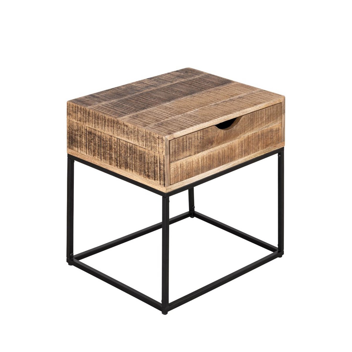 Nightstand wooden nightstand 45x45x35cm night console Maya side table metal frame