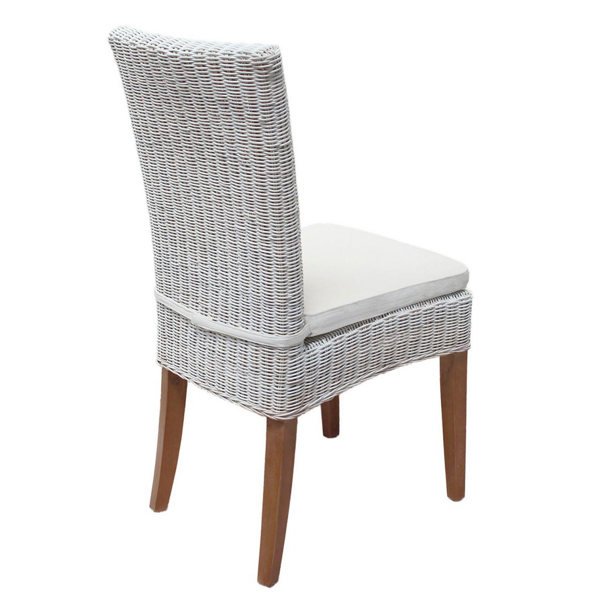 Dining room chairs rattan chairs winter garden Cardine 4 pieces white with/without seat cushions linen white