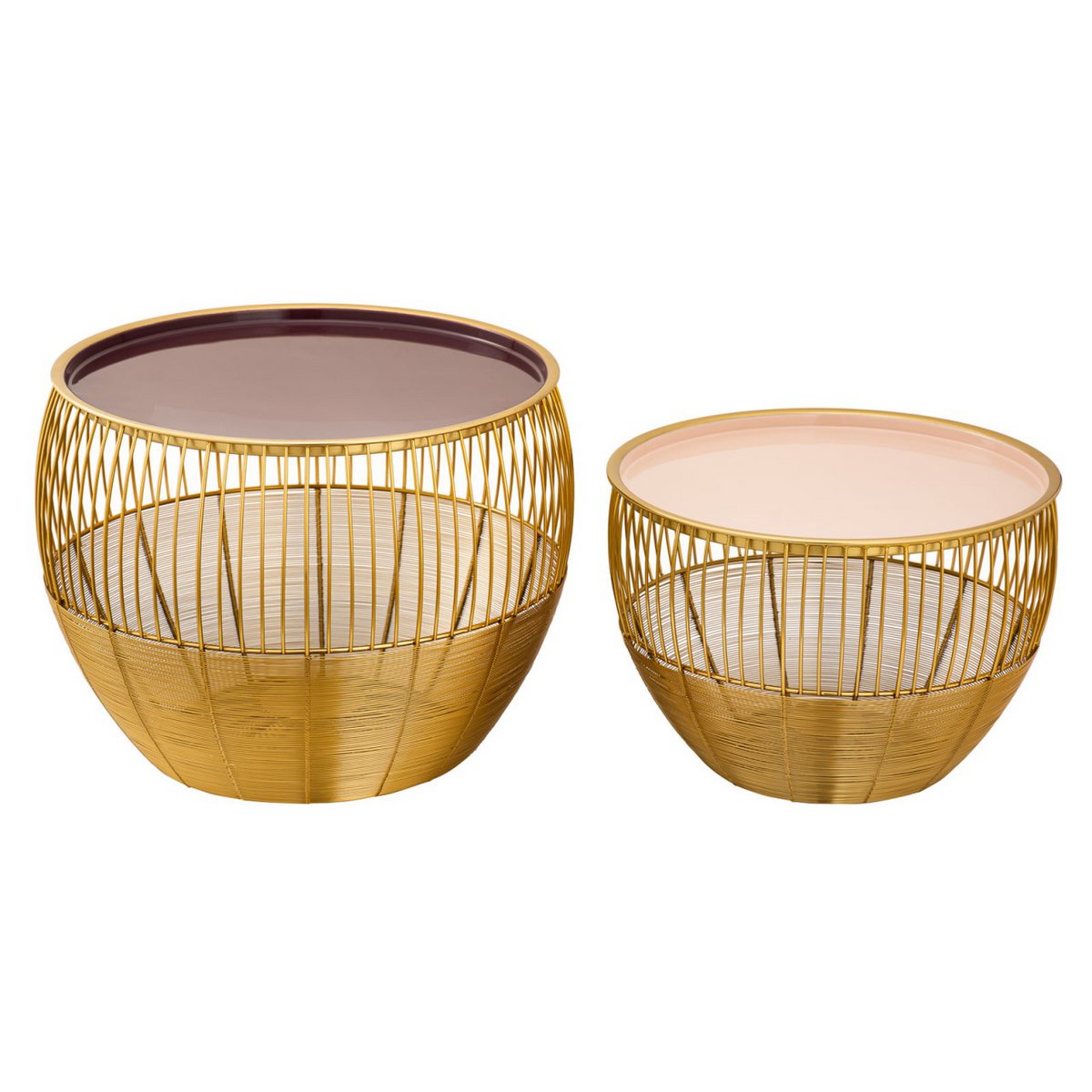 Side table set of 2 round tables ø 49/41 H 37/29 cm decorative sofa table Glamira coffee table gold