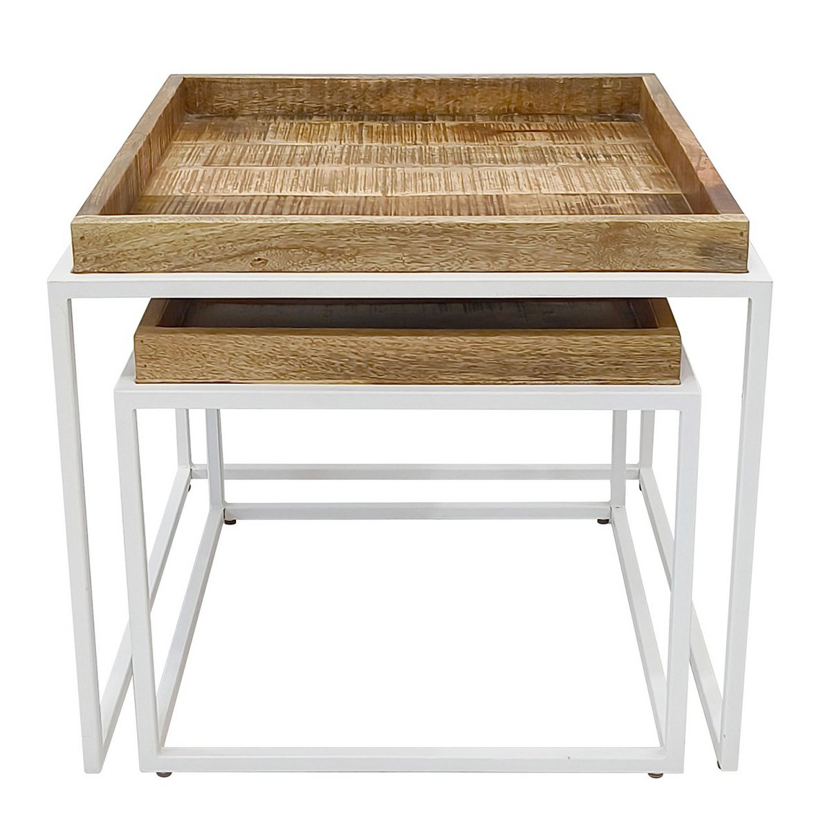 Coffee table set of 2 square nesting tables Seattle metal frame