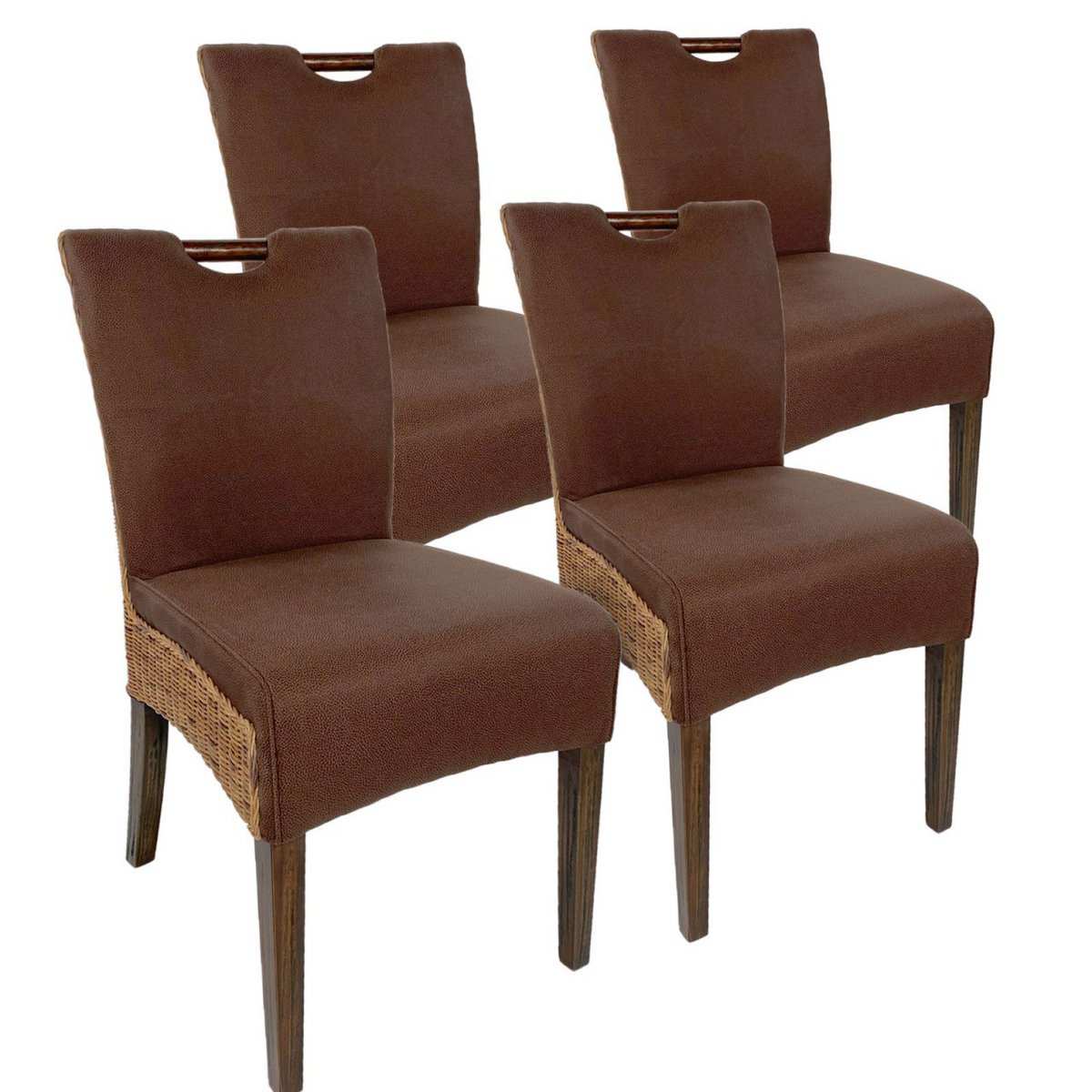 Rattan chair dining room chairs SET of 4 winter garden chairs Bilbao fully upholstered upholstery prairie brown