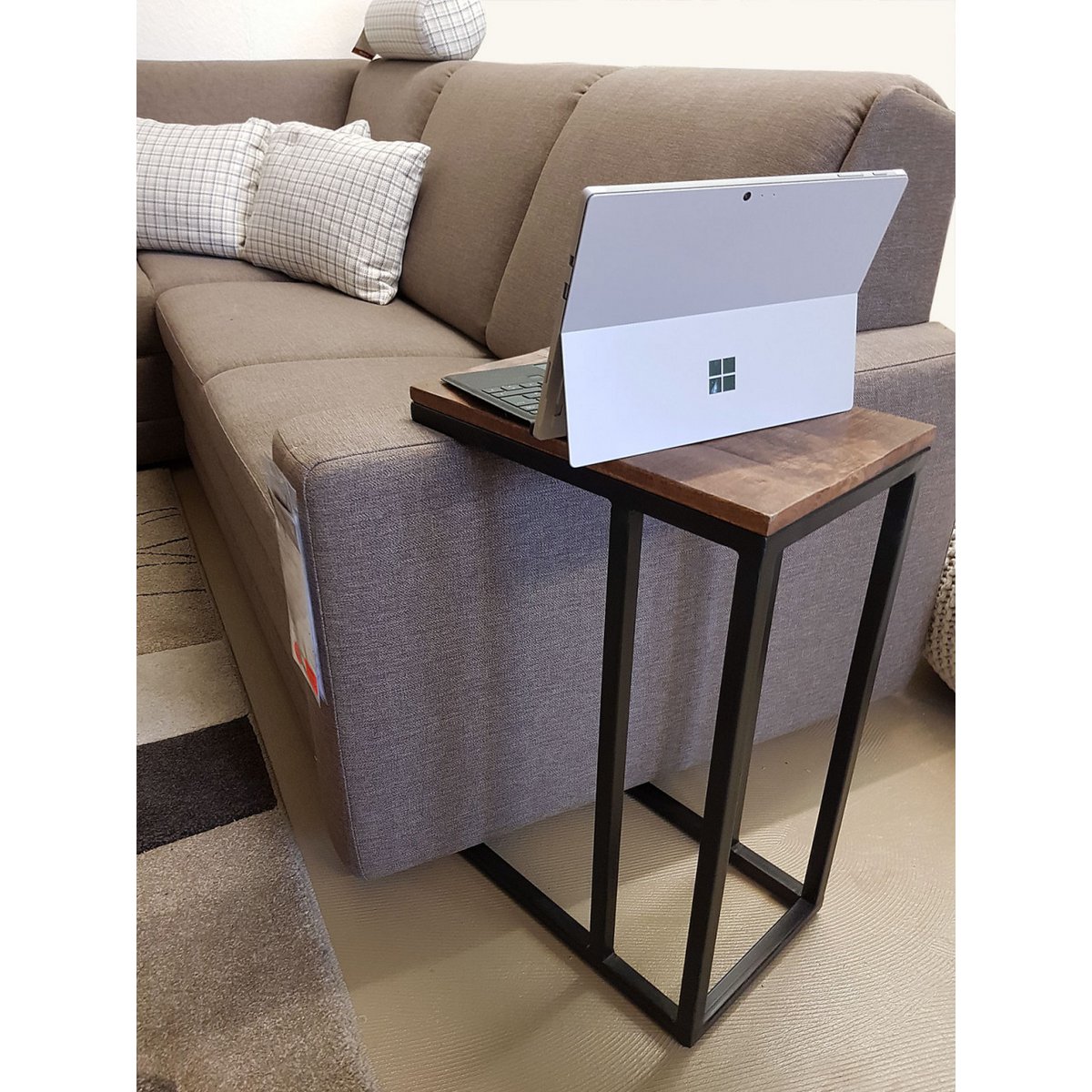 Side table sofa table laptop table C-table 40x60x25 cm Liverpool metal frame black or white