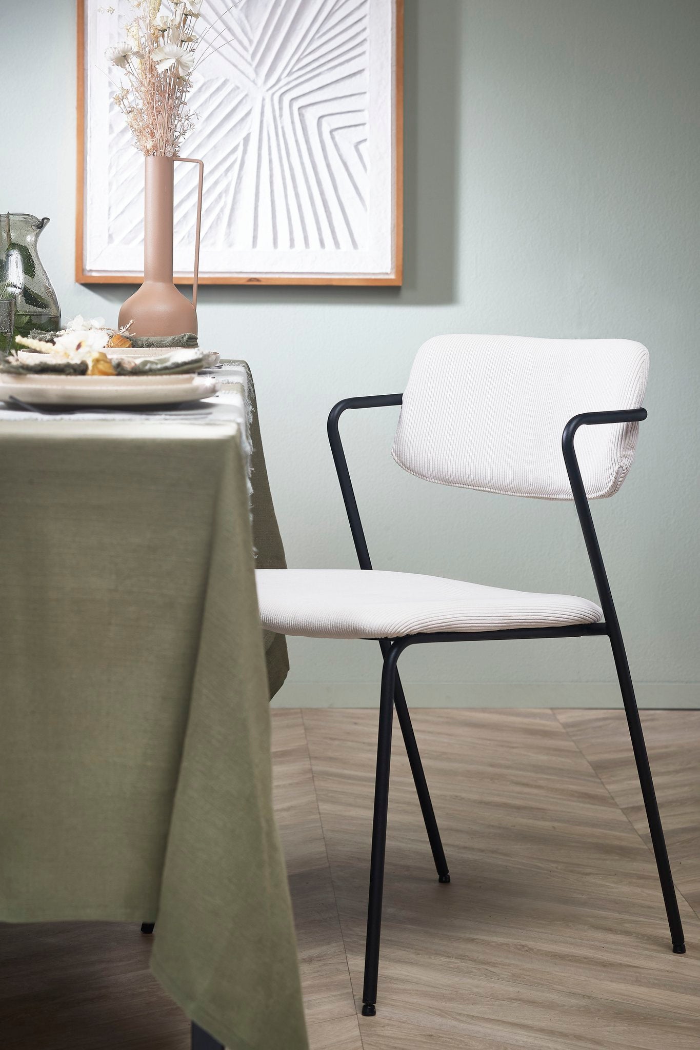 Nanet Dining chair - Velours - Off White