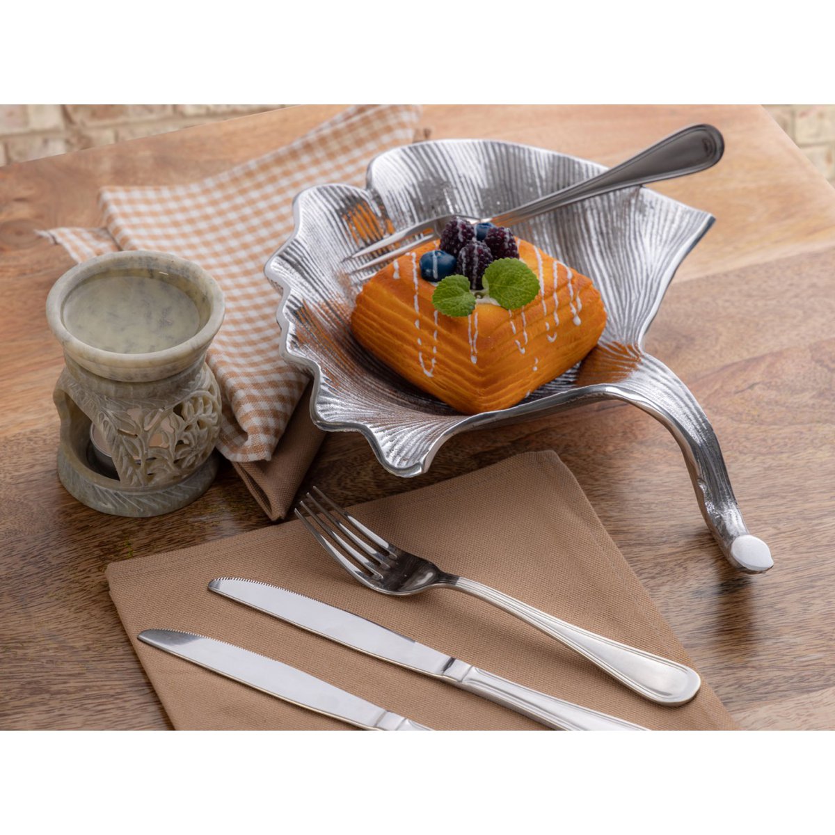 Decorative bowl bowl Masterbox 12-piece aluminum ginkgo large gold or silver leaf bowl