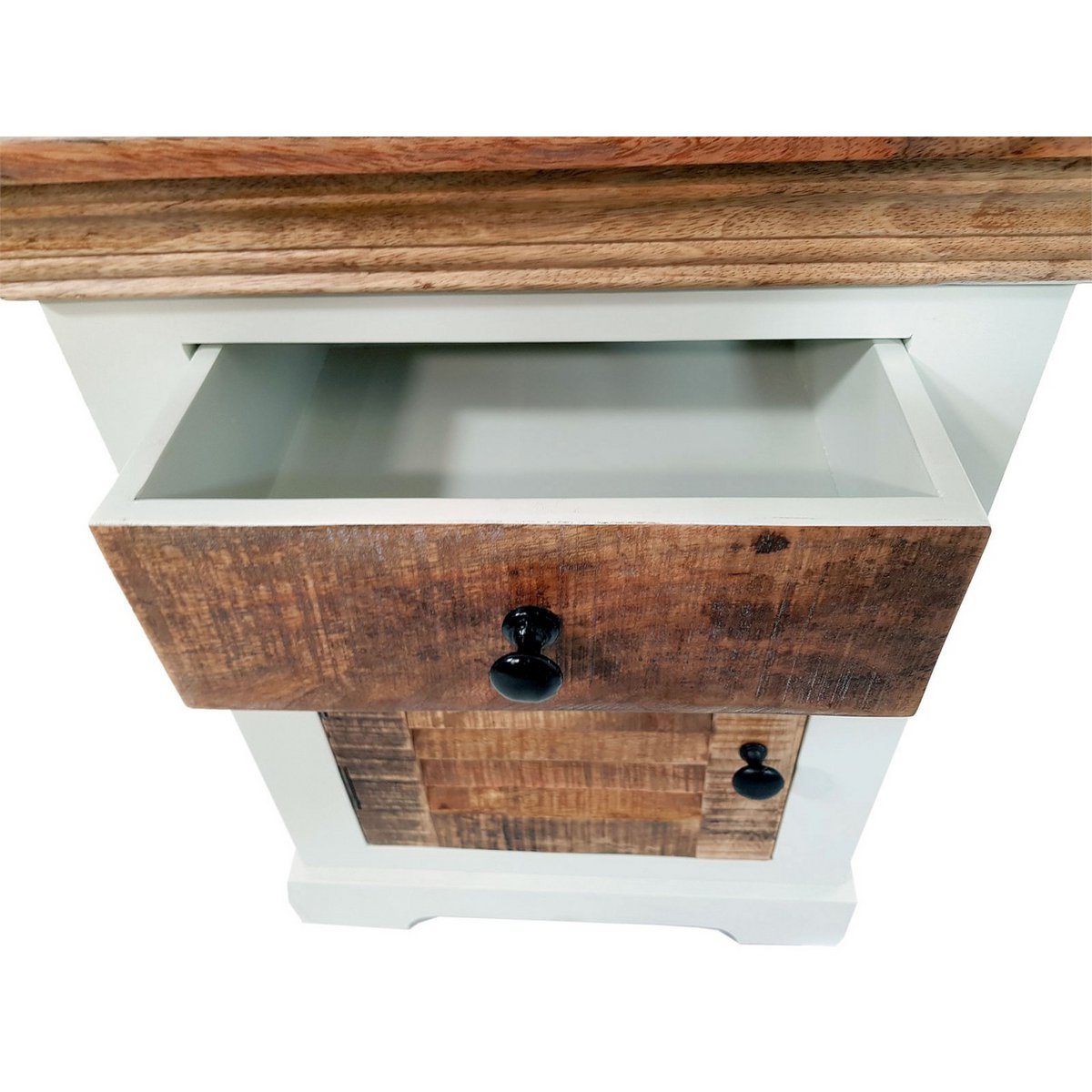Nightstand bedside table W 45 H 60 cm night dresser Ibiza solid mango wood solid white natural