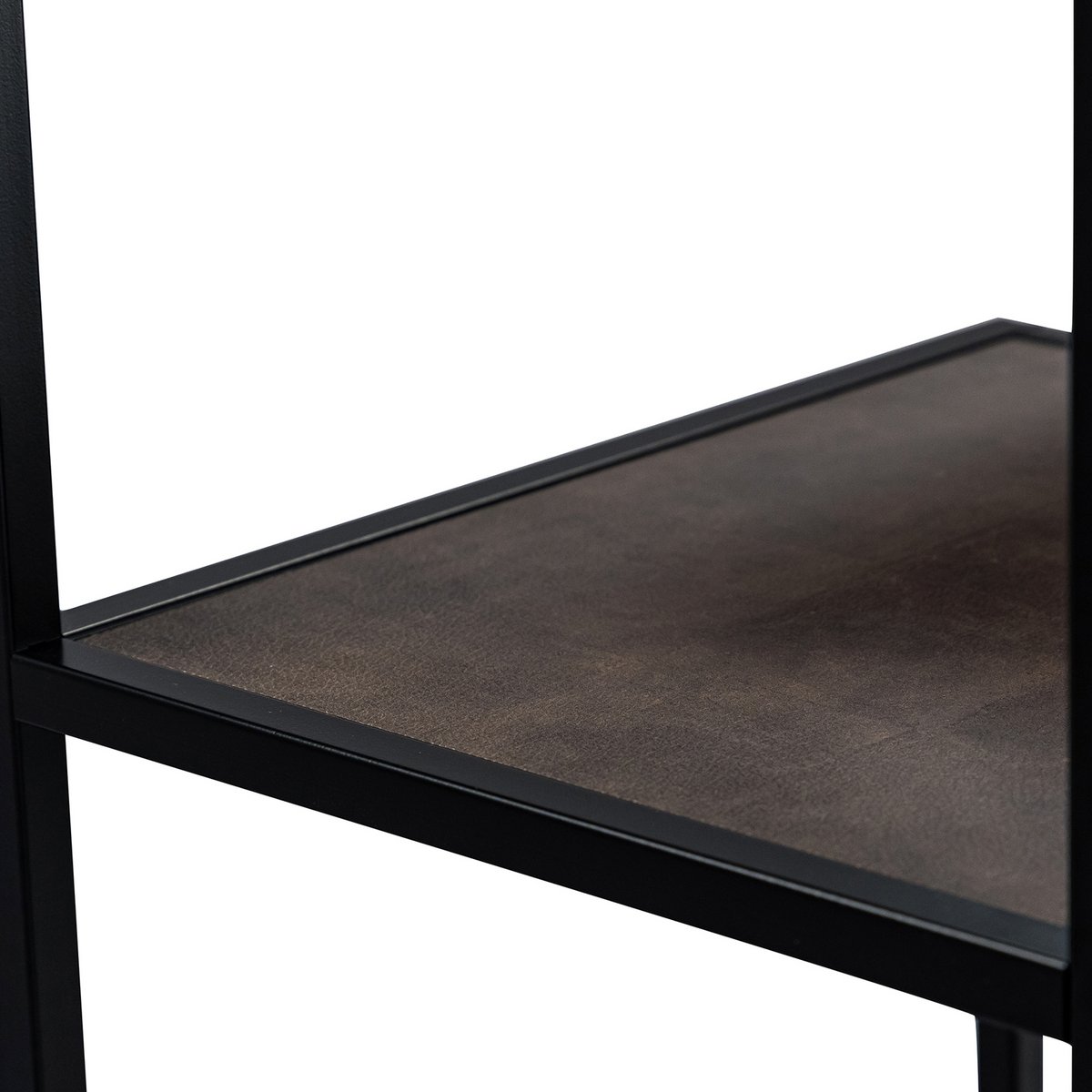 Stalux Shelving unit 'Guus' 80 x 200cm, color black / brown leather look