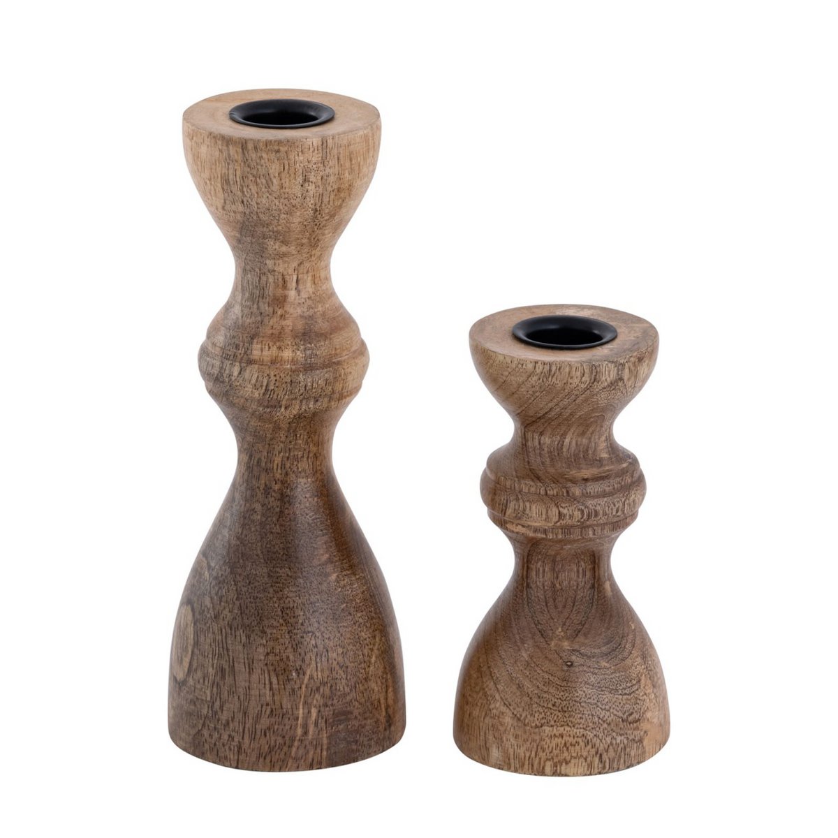 Candlestick Masterbox 18x set of 2 stick candles candle holder H20/13x6cm round mango wood
