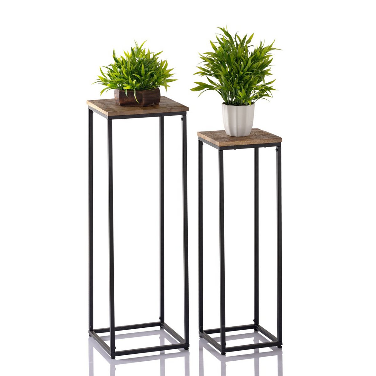 Flower columns set W 25 and 20 H 78 and 67 cm Flower stool Peru Square plant stand