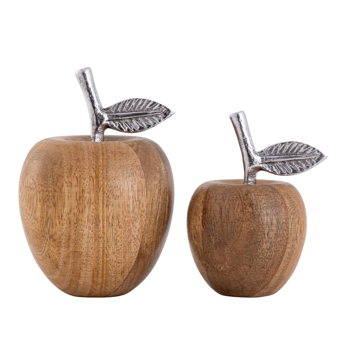 Decorative figures set of 2 apple H15/13x11/9cm stand Masterbox 12 pieces mango wood