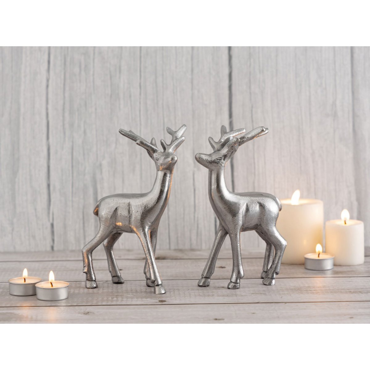 Deco figure deer VE 8x 2 pieces table decoration animal figure silver or gold metal Christmas decoration