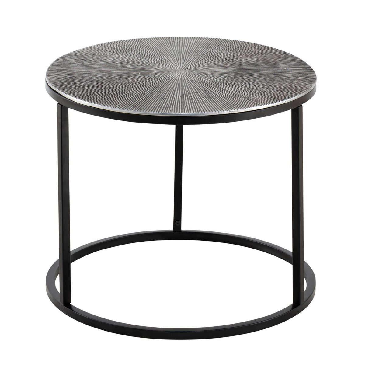 Couchtisch Set 2-teilig ø 55 u. 45 cm Beistelltisch silber Metall Tische rund Carlton Wohnzimmer