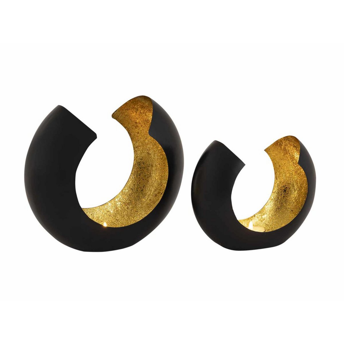 Candle holder 24-piece set 2 x 12 VE tealight holder candlestick Omega black matt gold-plated inside