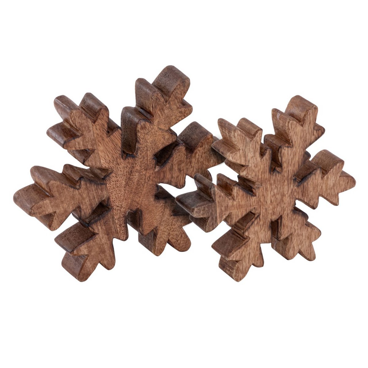 Wooden figures snowflake set of 2 decorative figures 18x18cm Christmas decoration