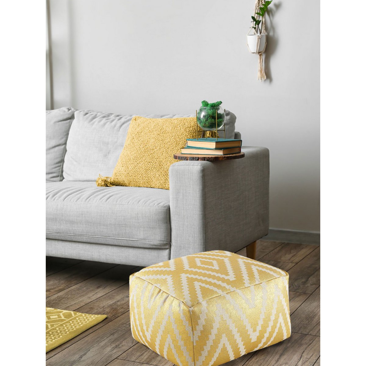 Cube seat footstool stool 55x37x55 cm pouf kilim floor cushion Peru black taupe yellow turquoise
