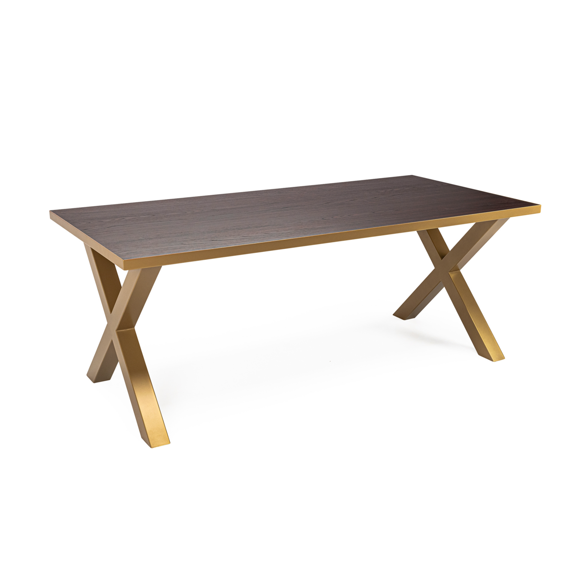 Stalux Dining table 'Rose' 240 x 100cm, color gold / brown wood