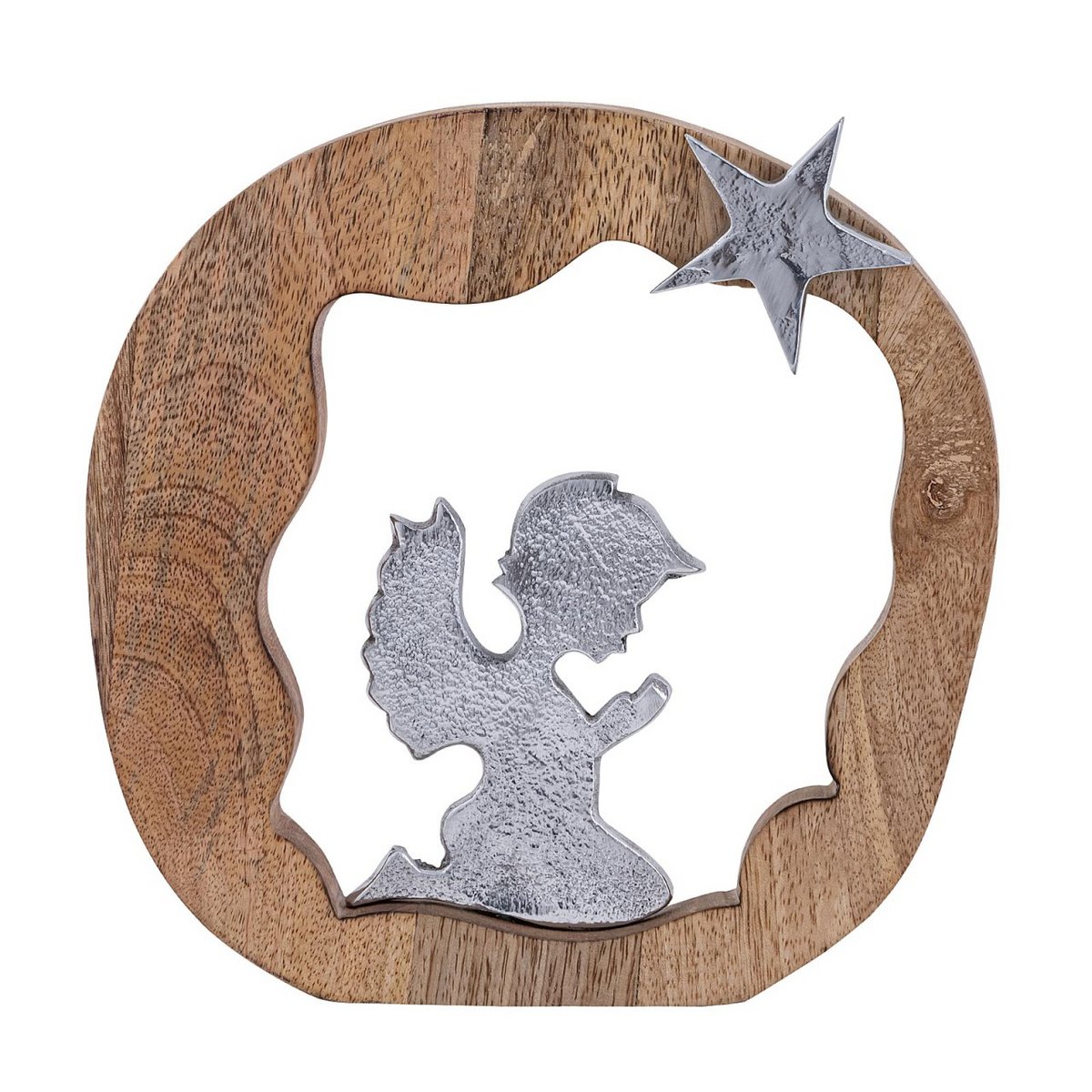 Decorative figure praying angel 20x20cm Masterbox 16-piece wooden figure lucky angel mango wood aluminum