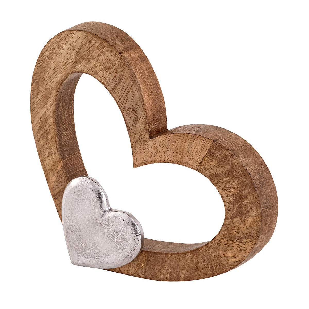 Decorative figure heart 27x21cm wooden figure Masterbox 16-piece Herzilein mango wood aluminum
