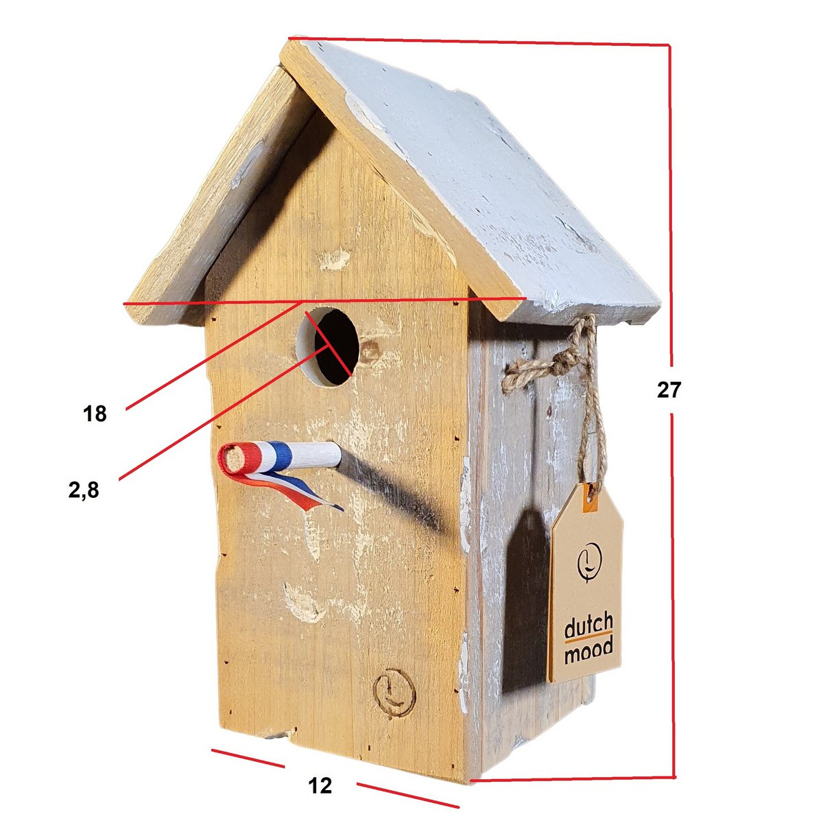 2 bird houses with a pointed roof and a sloping roof