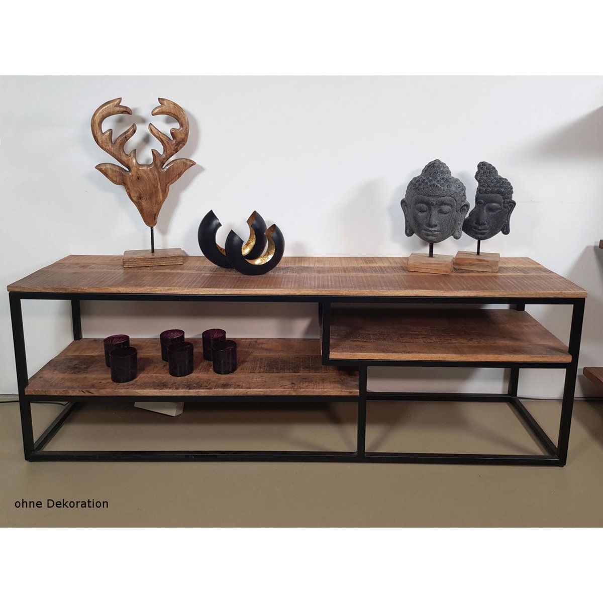 TV lowboard TV cabinet TV board 150 x 51 x 36 cm Liverpool metal frame black matt