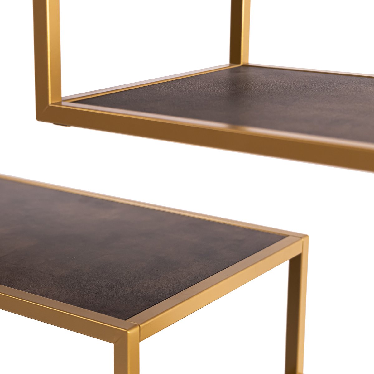 Stalux Shelving unit 'Guus' 120 x 200cm, color gold / brown leather look