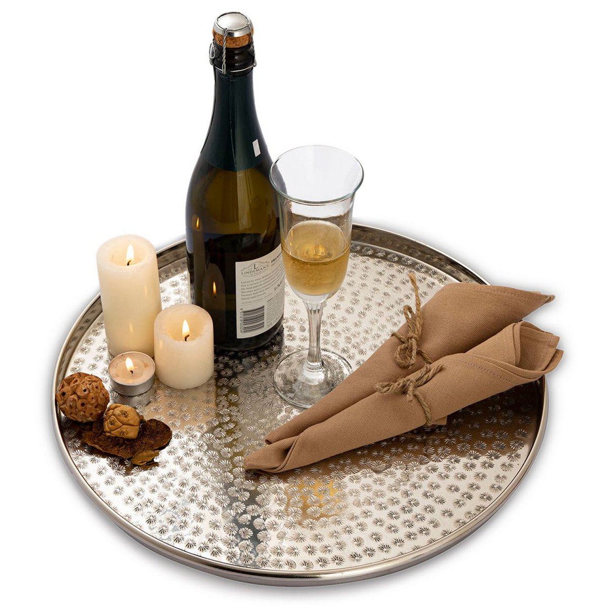 Decorative tray 12 pieces metal ø 40 cm round silver or gold serving tray candle tray decorative tray