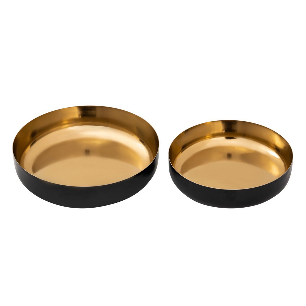 Decorative bowl set of 2 round ø 22/18 cm snack bowl glam high-quality gold metal and enamel inside