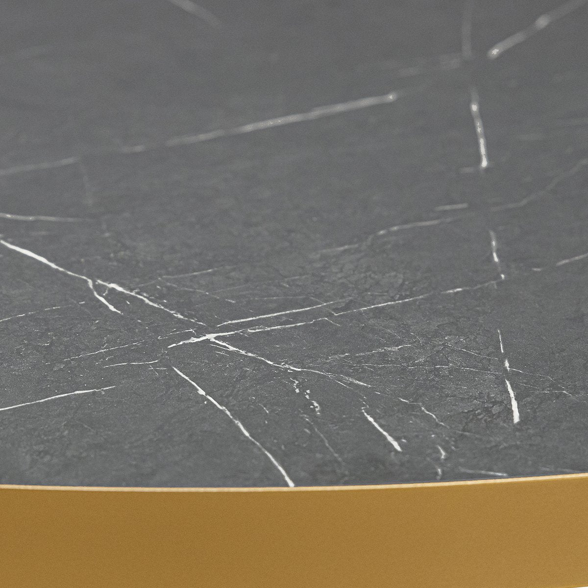 Stalux Round dining table 'Daan' 148cm, color gold / black marble