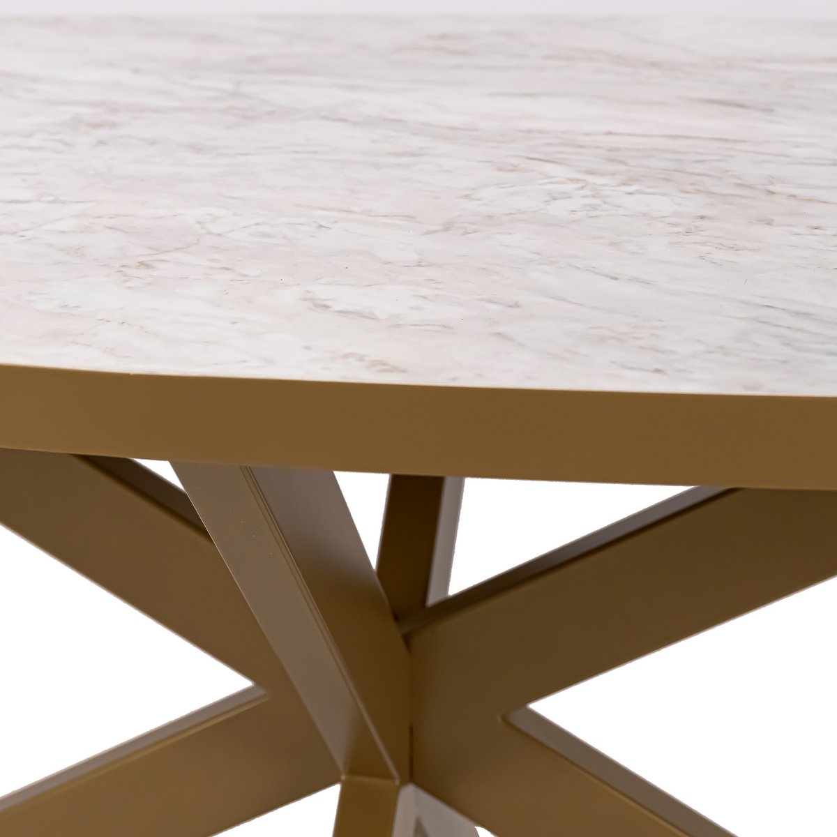 Stalux Oval dining table 'Mees' 180 x 100cm, color gold / white marble