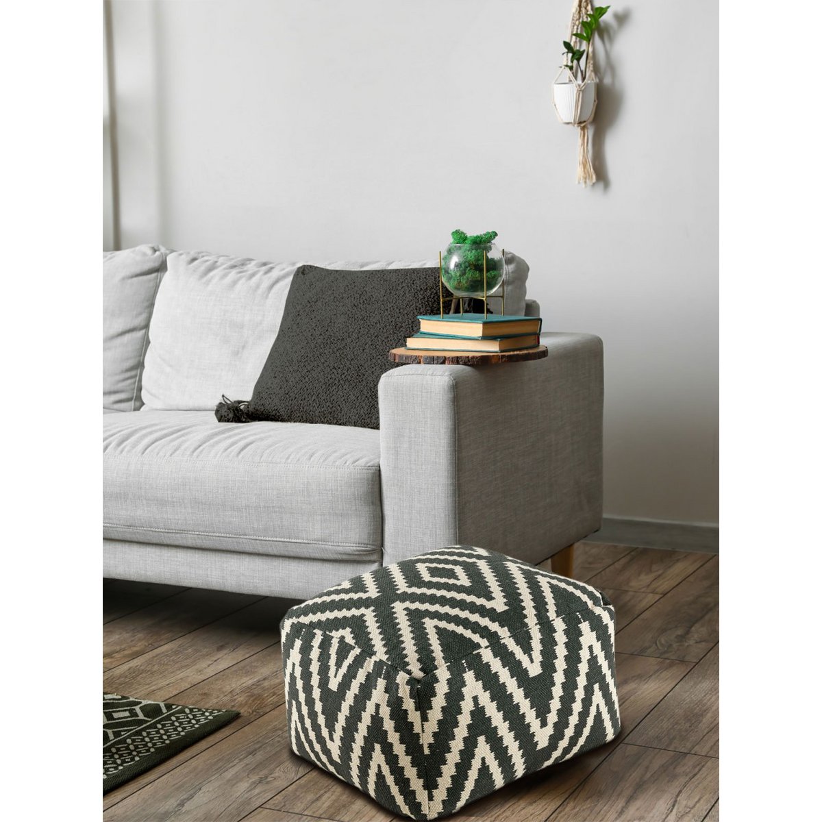 Cube seat footstool stool 55x37x55 cm pouf kilim floor cushion Peru black taupe yellow turquoise