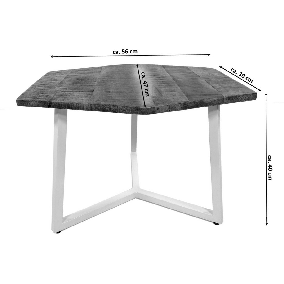 Side table 56 x 47 cm sustainable living room table coffee table Nice metal frame black and white