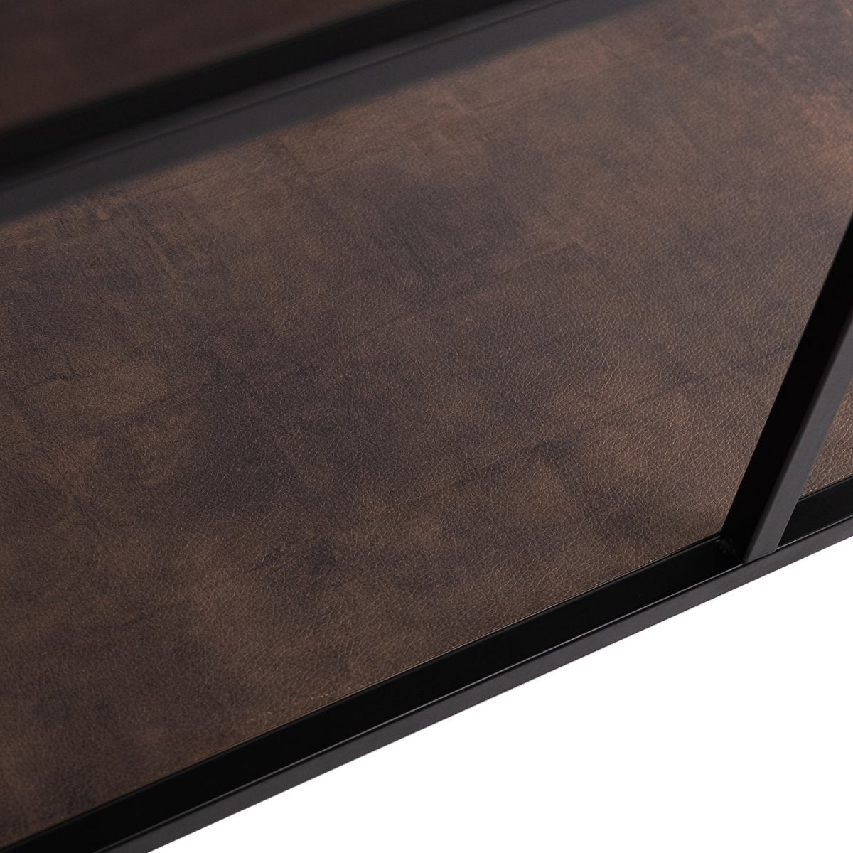 Stalux Shelving unit 'Guus' 120 x 200cm, color black / brown leather look