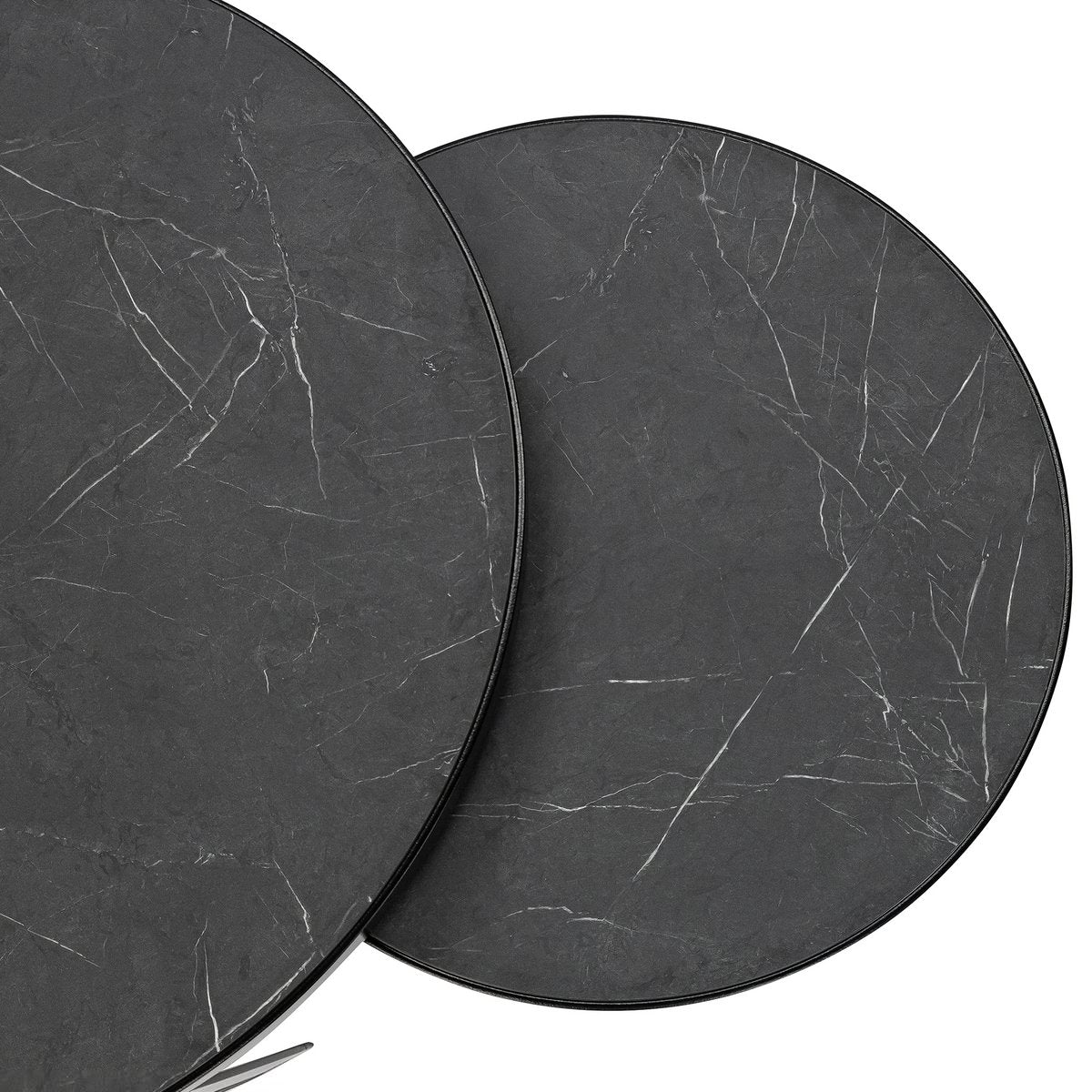 Stalux Coffee table set 'Saar' around 80 and 60cm, color black / black marble